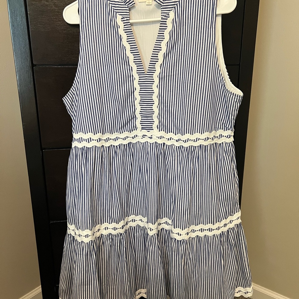 Entro Blue and White Striped Dress